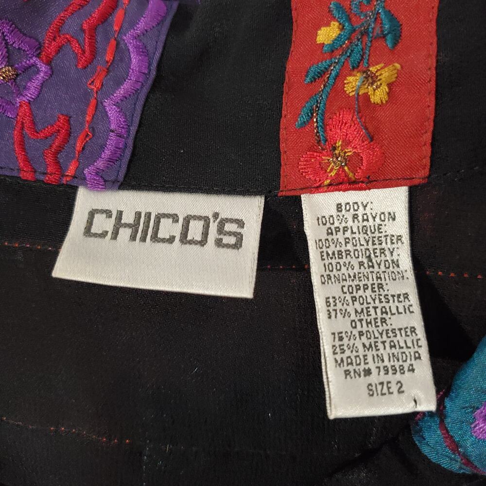 Chicos VTG Patchwork Embroidered Boho Art to Wear Jacket Womens 2 US L Rare - Picture 8 of 10